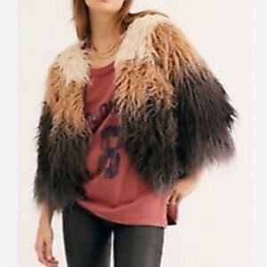 Free People Multicolor Faux Fur Poncho